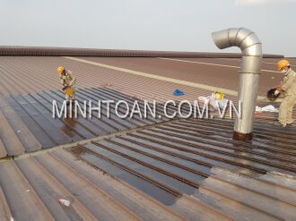 PHỦ COMPOSITE KHÁNG HÓA CHẤT TRÊN NỀN MÁI TÔN NHÀ MÁY